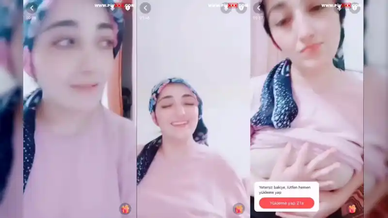 Türbanlı köylü kızı, sevgilisine görüntülü olarak memlerini gösteriyor - türk porno (Sansürsüz)