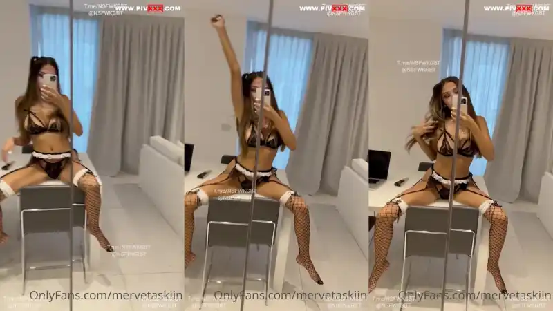 türbanlı sex: Merve taşkın onlyfans fileli çorapları dantelli i̇ç çamaşırıyla ayna karşısında azdırıyor 