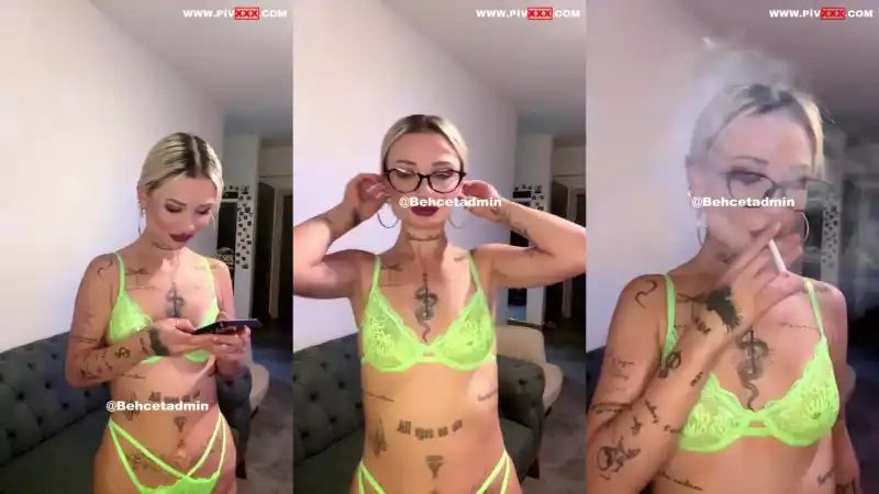 türbanlı nude: Japoncuk tango live i̇fşa yeşil dantelli tangasıyla 