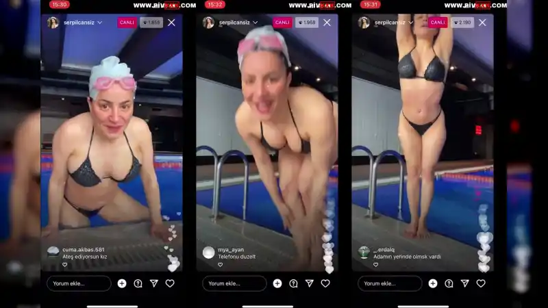 porno türbanlı türk: Serpil cansız havuzda bikiniyle kıvırıyor 