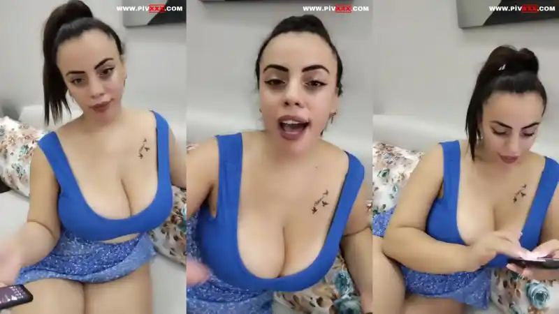 Asil hatun mavi elbisesiyle göğüslerini sergiliyor - Sansürsüz türbanlı porn