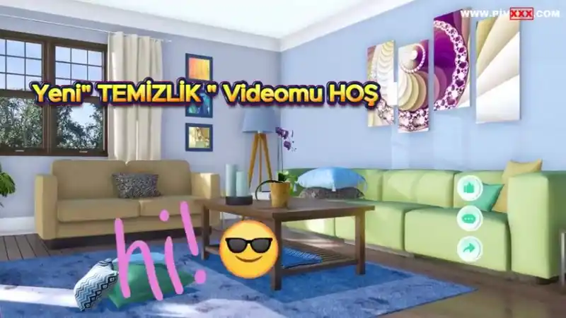 türbanlı seks: Mihriban evde temizlik yaparken kısa şortuyla eğilip kalkıyor 