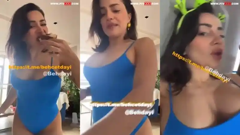 Serpil cansız mavi bodysuitte kek yiyip içki içerek şov yapıyor - Bedava türbanlı pornosu