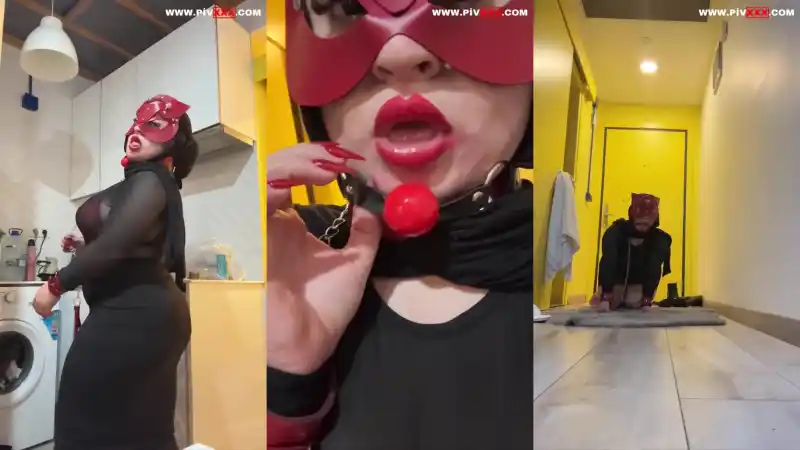 Hazal kılınç kelepçeli kedi maskesiyle yerde sürünüp götünü açıyor - Sansürsüz türbanlı pornosu