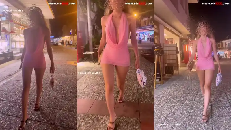 türbanlı ifşa: Heraandposeidon pembe mini elbisesiyle sokakta götünü göstererek yürüyor 